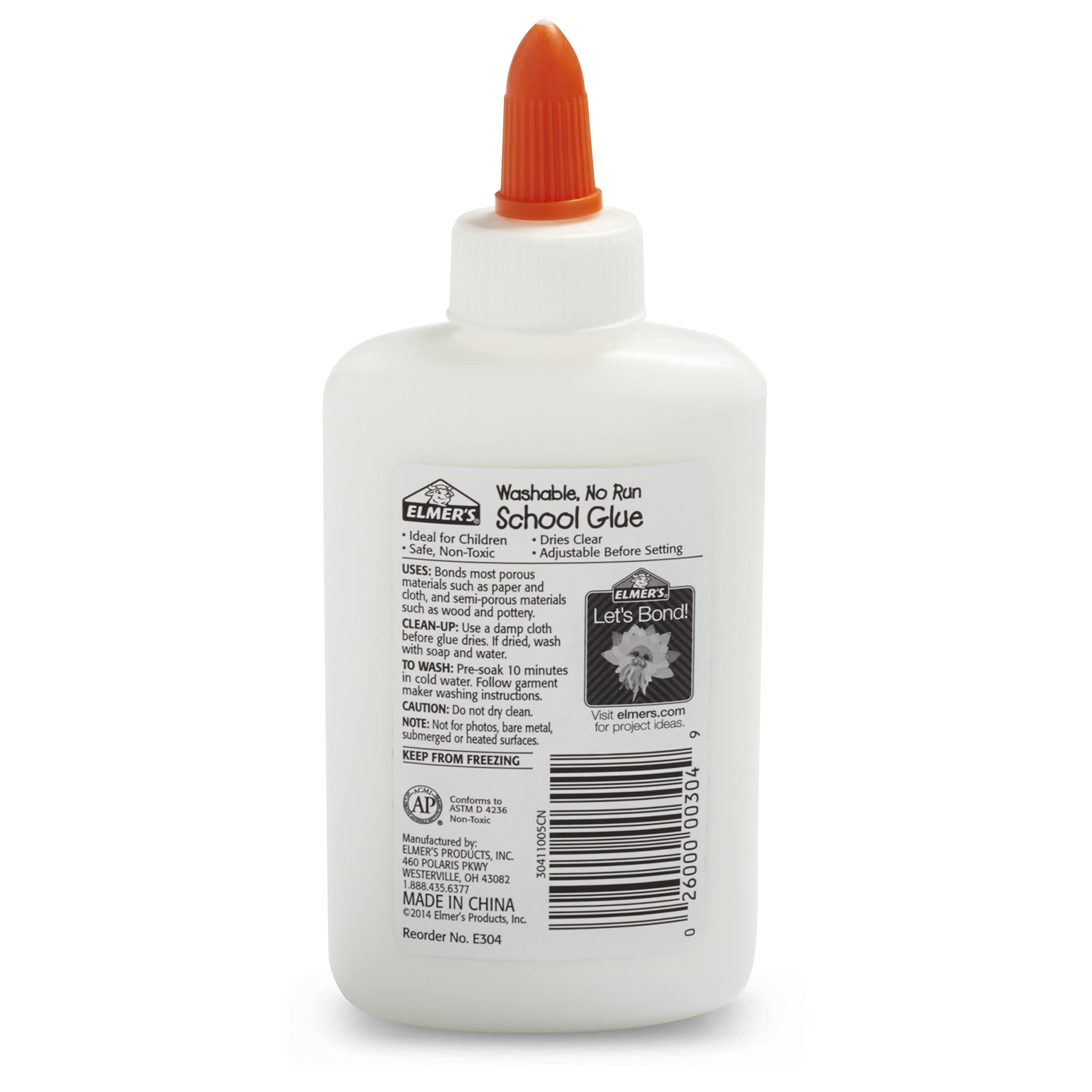 Elmer's Liquid School Glue, White, Washable, 4 Ounces - Great for Making Slime ( 5-Count )