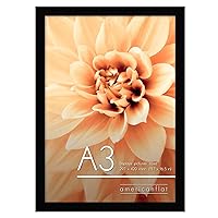 Americanflat A3 Picture Frame in Black - Engineered Wood with Shatter Resistant Glass - Horizontal and Vertical Formats for Wall