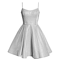 Short Glitter Prom Homecoming Dress with Pockets Backless for Juniors Spaghetti Strap Cocktail Party Gowns HC13