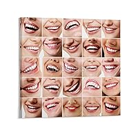 WADBUISD Teeth Whitening Collage Poster Smile Teeth Collage Whitening Dental Spa Aesthetic Poster (1) Canvas Poster Bedroom Decor Office Room Decor Gift Frame-style 24x24inch(60x60cm)
