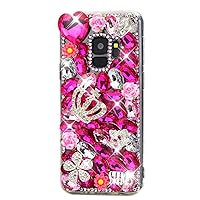 STENES Galaxy J7 (2018) Case - Stylish - 3D Handmade [Sparkle Series] Bling Crown Flowers Design Cover Case for Samsung Galaxy J7 2018/Galaxy J7 Refine/Galaxy J7 Star - Red