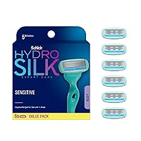 Schick Hydro Silk Moisturizing Razor Blade Refills for Women with Shower Hanger, 6 Count (Pack of 1)
