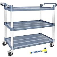Utility Carts with Wheels Rolling Cart Commercial Kitchen Cart Large Food Service Cart Heavy Duty, 600 Lbs Load Capacity, Lockable Wheels, Rubber Hammers