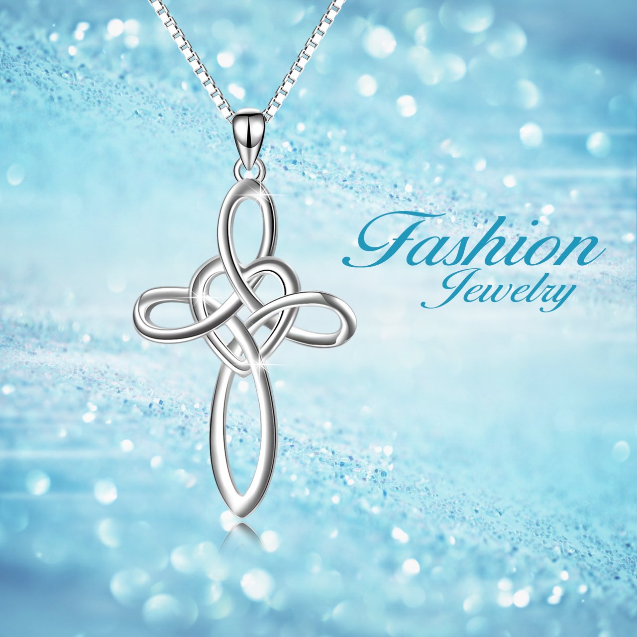 YFN Celtic Knot Cross Necklace Sterling Silver Infinity Love Heart Pendant Necklace