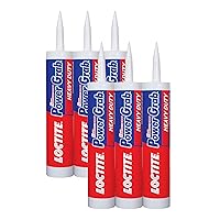 Loctite Power Grab Express Heavy Duty Construction Adhesive, Versatile Construction Glue for Wood, Wall, Tile, Foam Board & More - 9 fl oz Cartridge, Pack of 6