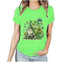 Womens St Pattys Day T Shirt Irish Lucky Clover Print T Shirts Tops Loose Fit Fashion Casual Short Sleeve Dressy Blouses