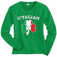 Threadrock Women's O'Talian Italian Irish Shamrock Long Sleeve T-Shirt