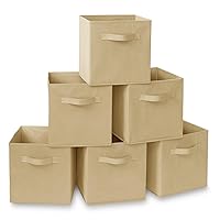 Casafield Set of 6 Collapsible Fabric Cube Storage Bins, Sandy Beige - 11