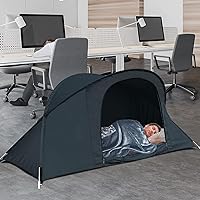 EighteenTek Bed Canopy Office Bed Tents Dream Tents Privacy Space Office Sleeping Tents Indoor One Person Lay Down NOT Sitting Pop Up Portable Frame Curtains Breathable Grey Cottage Grey 87