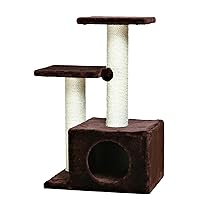 TRIXIE Valencia Scratching Post with Condo, Two Platforms, Dangling Cat Toy, Brown