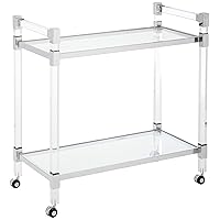 Christopher Knight Home Hilary Modern Glass Bar Trolley in Clear