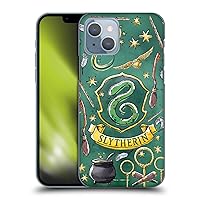 Head Case Designs Officially Licensed Harry Potter Slytherin Pattern Deathly Hallows XIII Hard Back Case Compatible with Apple iPhone 14