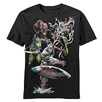 Marvel Heroes Colorful Display Mens 3D Shirt with Glasses (2XL, Black)