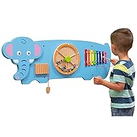 SPARK & WOW Elephant Activity Wall Panel - Ages 18m+ - Montessori Sensory Wall Toy - 3 Activities - Busy Board - Toddler Room Décor