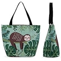 Handbag Women Sloth And Leaves Tote Bag Girls Shoulder Bag Large Capacity Shopping Bag 28.5x18x32.5cm