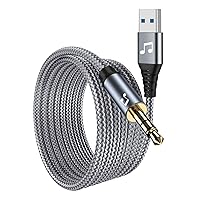 6 FT USB to 3.5mm Audio Jack Adapter，USB 2.0 to 3.5mm AUX Stereo Audio Cord，Compatibility with Laptop, Speaker, Support Windows，Not Applicable to Charging and MP3, Truck, TV USB Ports (6FT, Grey)