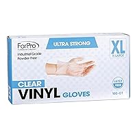 ForPro Professional Collection Disposable Vinyl Gloves, Clear, Industrial Grade, Powder-Free, Latex-Free, Non-Sterile, Food Safe, 2.75 Mil. Palm, 3.9 Mil. Fingers, X-Large, 100-Count