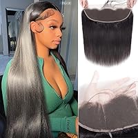 13x4 Ear To Ear Straight Lace Frontal Closure Transparent HD Human Hair With Baby Hair Knots 100% Virgin Remy Human Hair Lace Frontal Closures 150% Density Natural Color (10 Inch,Straight frontal)
