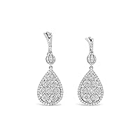 The Diamond Deal 18kt White Gold Womens Dangling Pear-Shaped VS Diamond Earrings 1.87 Cttw
