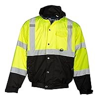 Unisex High Visibility Reflective Ripstop Bomber Jacket JS130, Zipper Closure, ANSI 107 Type R/Class 3, Construction, Roadwork, Traffic, Warehouse, Utility, Security, Outdoor (Lime, S)
