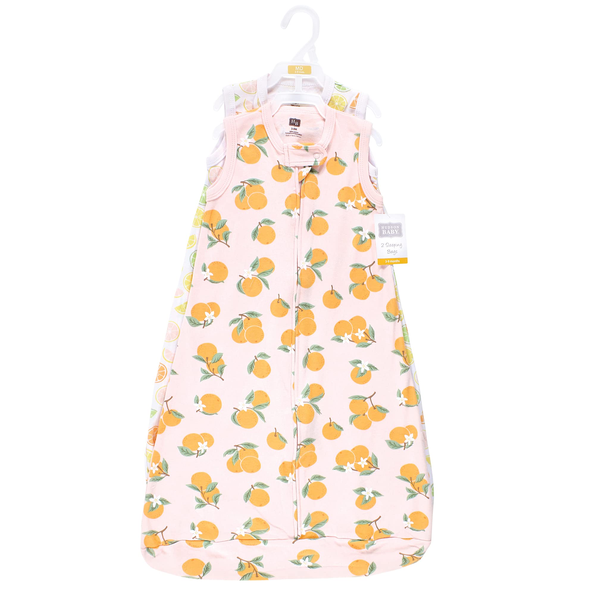 Hudson Baby Unisex Baby Interlock Cotton Sleeveless Sleeping Bag, Citrus Orange, 12-18 Months