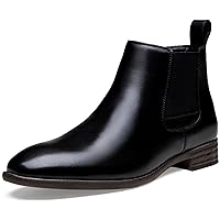 Jousen Men's Chelsea Boots Leather Lightweight Casual Chukka Ankle Boots Classic Elastic Dress Boots for Men