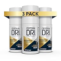 Certain Dri Prescription Strength Clinical Antiperspirant Roll-On Deodorant, Hyperhidrosis Treatment for Men & Women, Unscented, 1.2 Fl oz, 3 Pack