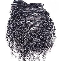 Hesperis Curly Clip in Hair Extensions Real Human Hair for women 100g/8pcs Virgin Brazilian Human Hair Clip Ins Hair Extensions Natural Color (20inch, Curly)