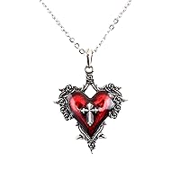 Sacred Heart Gothic Cross Rose Thrones Pendant Alternative Steampunk Necklace