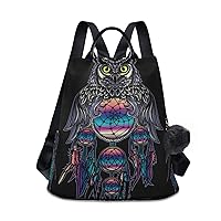 ALAZA Owl Rainbow Dream Catcher Backpack Purse for Women Anti Theft Fashion Back Pack Shoulder Bag