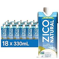 Zico 100% Coconut Water, No added Sugar, Refreshingly Delicious, Hydration with Electrolytes, 11.2 Fl Oz (Pack of 18)