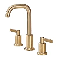 Derengge Brushed Gold Bathroom Faucet Two Handle Widespread Bathroom Sink Faucet with Pop up Drain,8 Inch Lavatory Faucet 3 Hole,LF-3288-CS