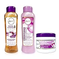 ANYELUZ Onion Shampoo, Conditioner and Hair Therapy, with Onion Extract and Vitamin E, Cleanses and Reduces Oiliness, for all Hair Types