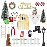 Christmas Elf Adventure Kit,Dollhouse Accessories, Dollhouse Christmas Decorations,Simulation Miniature Fairy Door Xmas Themed Cute DIY Dollhouse Furniture