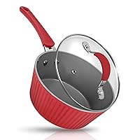 NutriChef Durable Sauce Pot with Lid - Non-stick High-Qualified Kitchen Cookware with See-Through Tempered Glass Lids, 1.7 Quarts, Works with Model: NCCW11RDL, One size, Red - NutriChef PRTNCCW11RDLSP