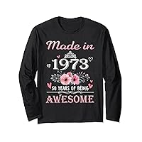 Made In 1973 Floral Cute 50 Years Old 50th Birthday Women Long Sleeve T-Shirt