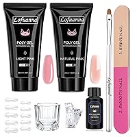 Lofuanna Poly Nail Gel Kit,Poly Extension Gel 2PCS 30ML Popular Pink Builder Nail Gel Quick Building Gel Acrylic Poly in Tubes for Nail Extension Thickening Nail Trendy Beauty Gift