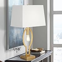 Ella Modern Glam Table Lamp with USB Charging Port and Nightlight LED Open 29
