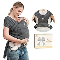 Baby Wraps Carrier, Newborn to Toddler, Adjustable Breathable and Hands Free Baby Carriers Sling (Grey)