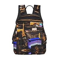 Las Vegas night print Lightweight Laptop Backpack Travel Daypack Bookbag for Women Men for Travel Work