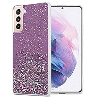 Case Compatible with Samsung Galaxy S21 Plus in Purple with Glitter - Protective TPU Silicone Cover with Sparkling Glitter - Ultra Slim Back Cover Case