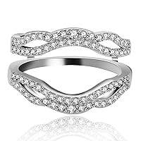 925 Sterling Silver Anniversary Ring Enhancer for Women and Girls Wedding Engagement Enhancer Ring White Gold Plated Y481