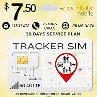 SpeedTalk Mobile GSM SIM Card for 5G 4G GPS Trackers - Pet Kid Senior Vehicle Tracking Devices - 30 Day Service| USA Coverage Canada & Mexico Roaming