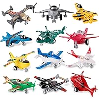 Liberty Imports Pull Back Airplanes Toys Vehicle Playset, Variety Pack of Helicopters, Stealth Bombers, Fighter Jets, Aircraft, Planes for Kids Toddlers Party Favors (12 Pack)