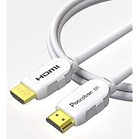 Pacroban 8K HDMI Cable (6ft) White,8K 60, 4K 120, and up to 10K Resolution, eARC,QFT, QMS, VRR,48Gbps Bandwidth, Dynamic HDR, HDCP 2.2 & 2.3, DTS:X, Dolby Atmos, Dynamic HDR, CL3 in-Wall Safe