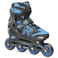 ROCES Boys' Jokey 3.0 Outdoor Adjustable Size Comfort 4-Wheel Children Racing Inline Skates with Micrometric Buckle, Polypropylene Shell & Frame, Black/Astro Blue, 5-8