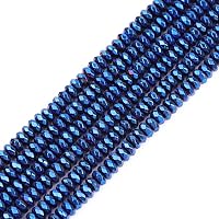 GEM-Inside 2x3mm Faceted Blue Metallic Coated Roundelle Hematite Non-Magnetic Gemstone Loose Beads Energy Stone Beads for Jewelry Making Jewelry Beading Supplies for Women