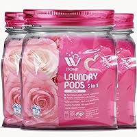 5-in-1 Laundry Pods, Total 96 Count, High Efficiency (HE), Ultra Concentrate with Powerful Stain Lifter Technology, Fabric Softener With Rose Extracts, Detergent Pods, 32 Count (Pack of 3)