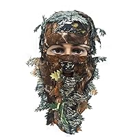 Outdoor 3D Leafy Woodland Camouflage Full Face Masks, Thin Breathable Hood Woodland Camouflage Headwear, Unisex Tacticals Hunting Masks Hat