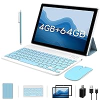 2 in 1 Tablet 10.1 Inch, Android 11.0 Tablet with Keyboard Case, 4GB+64GB ROM/1TB Computer Tablets, Quad Core, HD Touch Screen, Dual Carema, Games, Wi-Fi，BT, Google GMS Certified (Night Blue)